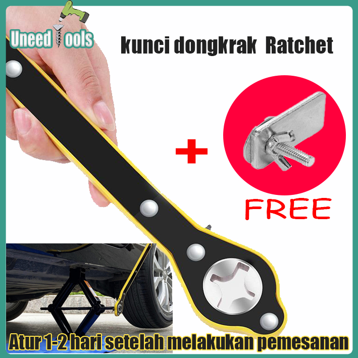 UneedTools Kunci pas dongkrak kunci Dongkrak Mobil Universal Ratchet Wrench/Putaran Dongkrak mobil u