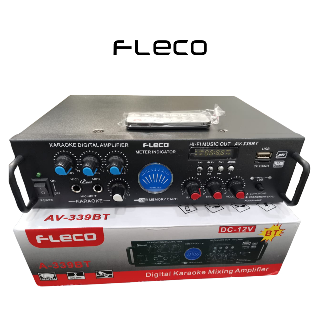 Amplifier Bluetooth Fleco AV-339 BT Speaker Amply Karaoke 4 Lubang Mic
