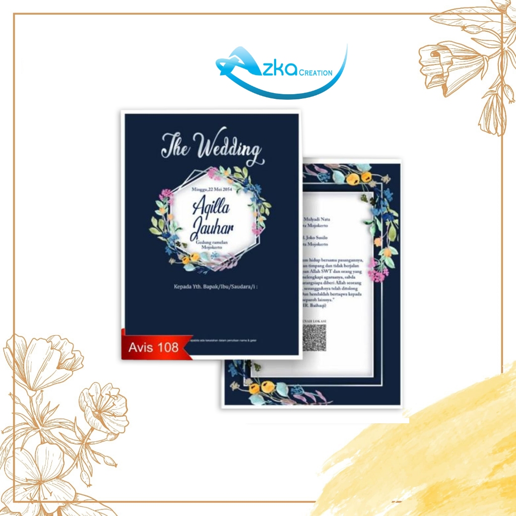 UNDANGAN NIKAH MURAH - UNDANGAN PERNIKAHAN HITAM AVIS 108