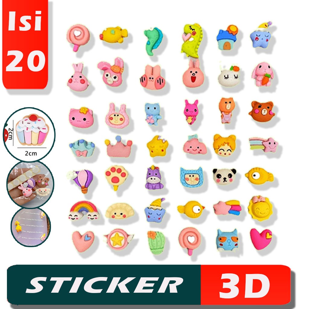 

Isi 20 Stiker 3D Timbul Stiker Botol Minum Viral 3D Karakter Sticker Tempel - Stiker Timbul Karakter Tempelan Botol Minum