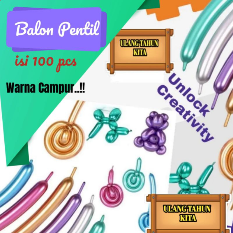 balon pentil chrome, balon twist chrome, balon panjang chrome, balon pentil metalik