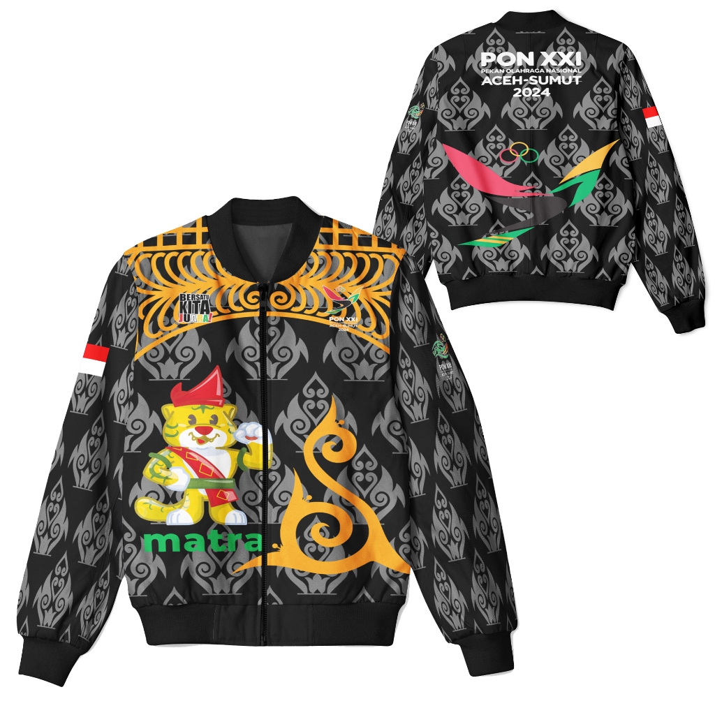 Jaket PON Aceh Pria / Jaket Bomber Pria Motif PON XXI ACEH SUMUT Terbaru jaket Jersey Poliester Full