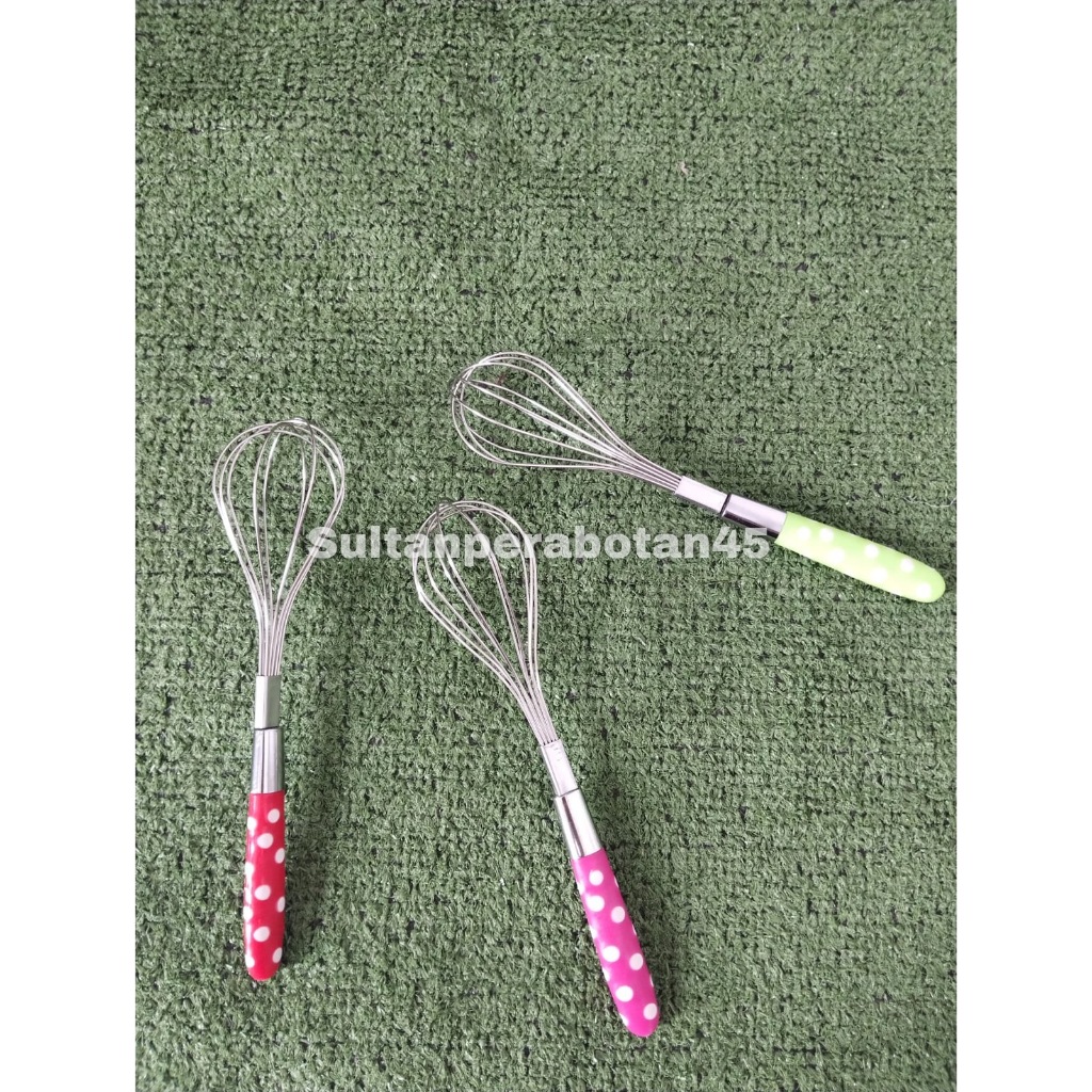 Pengocok telur polkadot - whisk steinless steel model