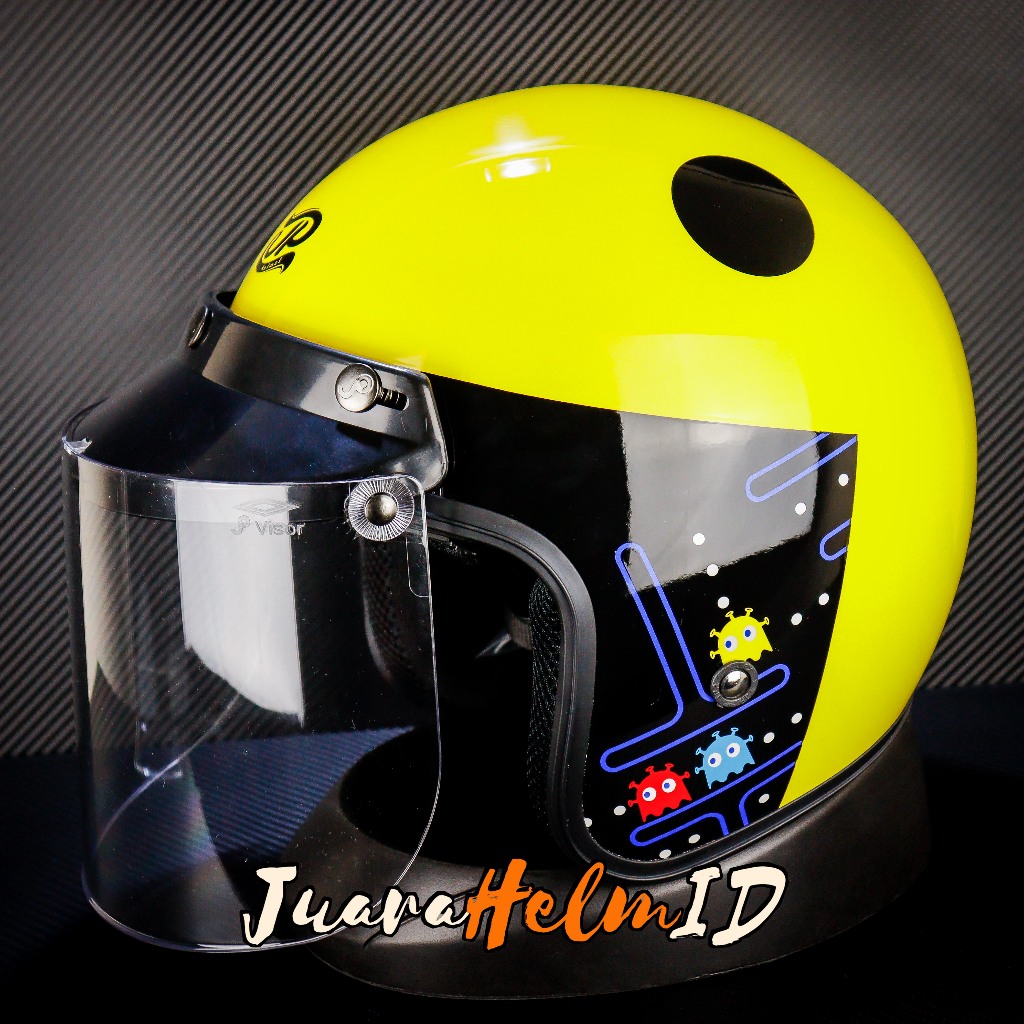 JPX HELM JP RETRO NEW BIGIE PAC INVADERS COUPLE 1 / YELLOW / JPRETRO