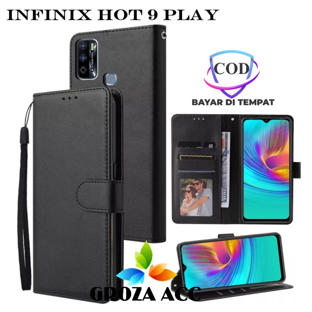 Flip Case INFINIX HOT 9 PLAY Case Wallet Kulit Casing Dompet Case Wallet Leather Flip Case INFINIX H