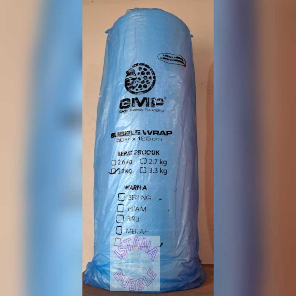 

BUBBLE WRAP "GMP" BOGOR , TERMURAH BERAT 3.0kg UKURAN 125cmX50m