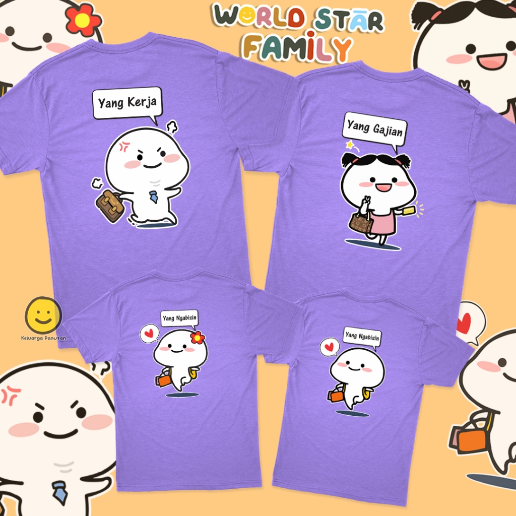 Kaos Couple viral  kaos Keluarga Pacar Terbaru Model Tangan Pendek Desain Pentol Yang Kerja Yang Gaj