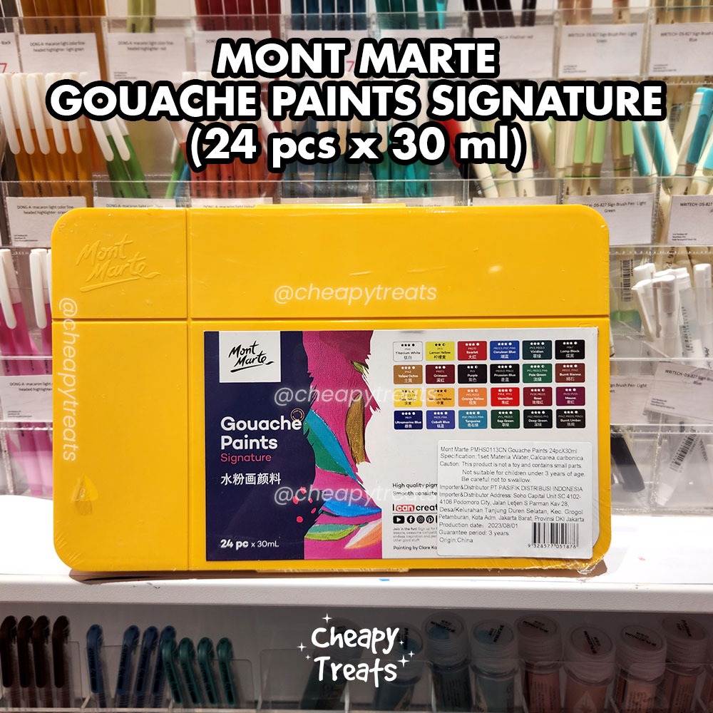 

(PRE ORDER) Mont Marte Gouache Paints Signature Yellow Case 24 colors 30 ml Cat Box Kuning