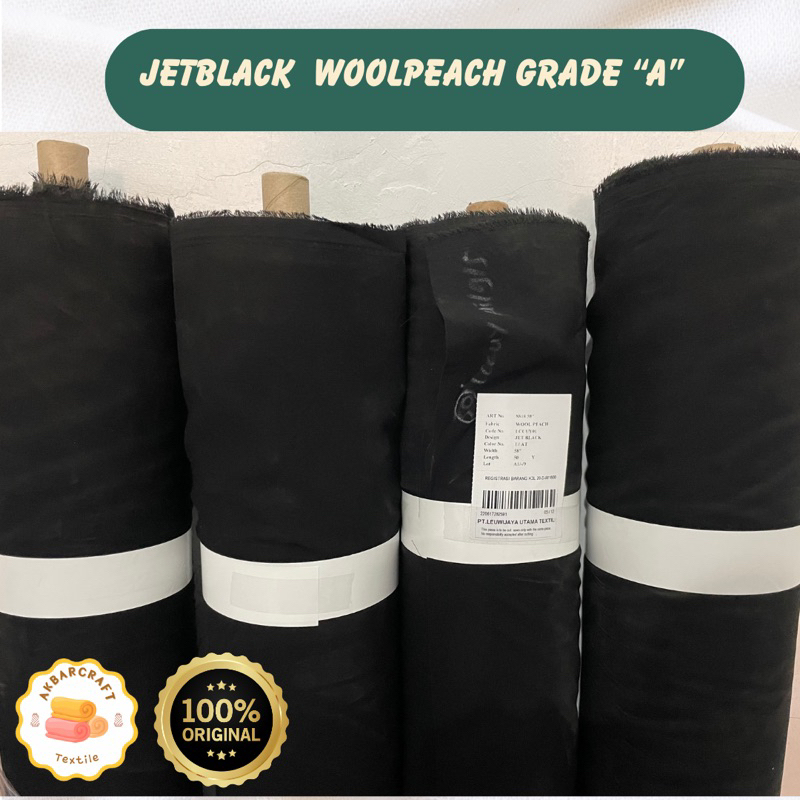 Kain JETBLACK WOOLPEACH - LEUWITEX - SUPER HALUS