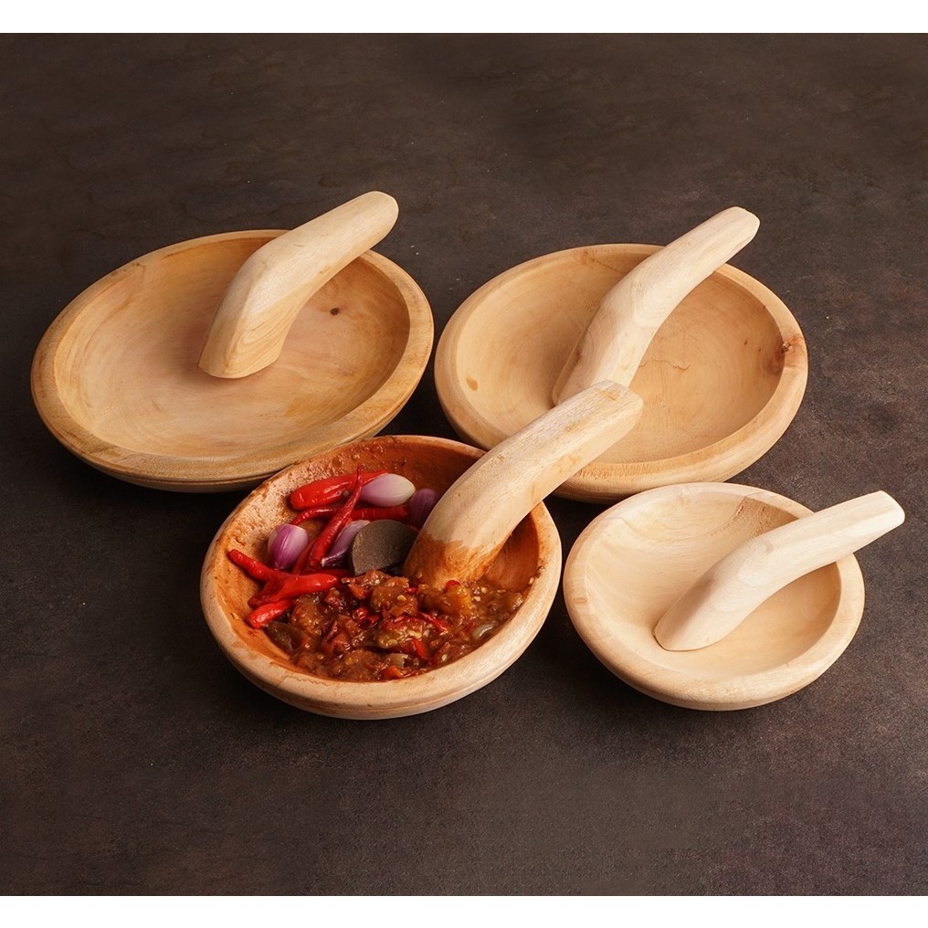 COBEK KAYU/COBEK KAYU POHON MAHONI PREMIUM/ALAT TUMBUKAN LUMPANG + ULEKAN COBEK KAYU AREN LUMPANG KA