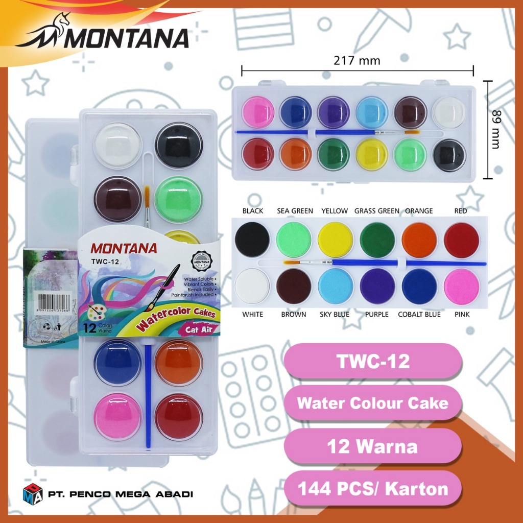 

Montana WaterColor 12 Warna / Cat Air Montana TWC-12 / WaterColor Cake