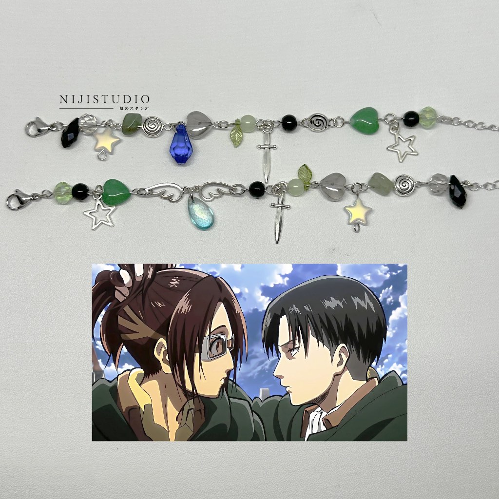 matching bracelet attack on titan aot levi hange themed ⍣ ೋ | gelang matching | gelang manik y2k coq