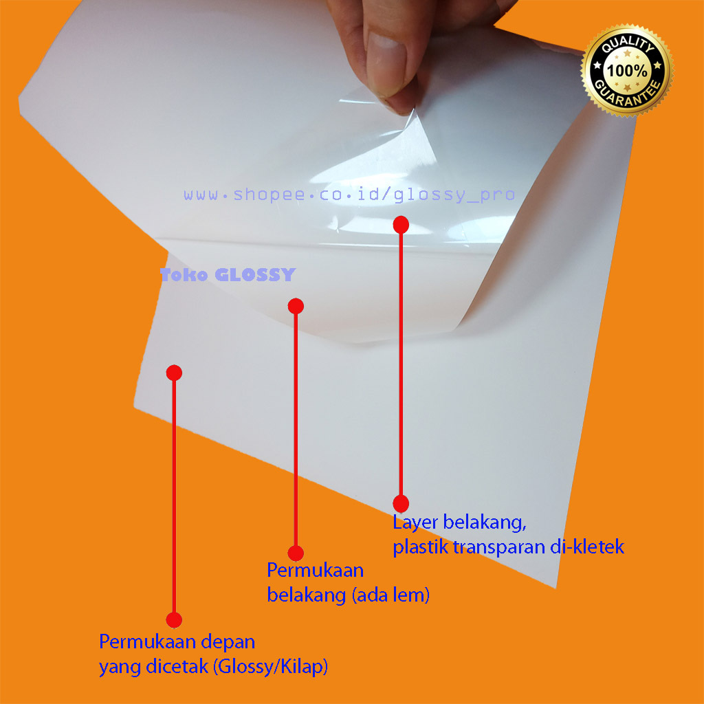 

STICKER VINYL GLOSSY A4 130 gsm / STIKER VINIL GLOSSY A4 130 g