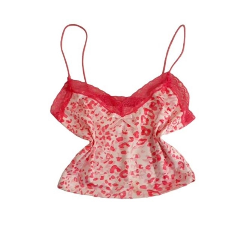 tank top leopard pink ribbon