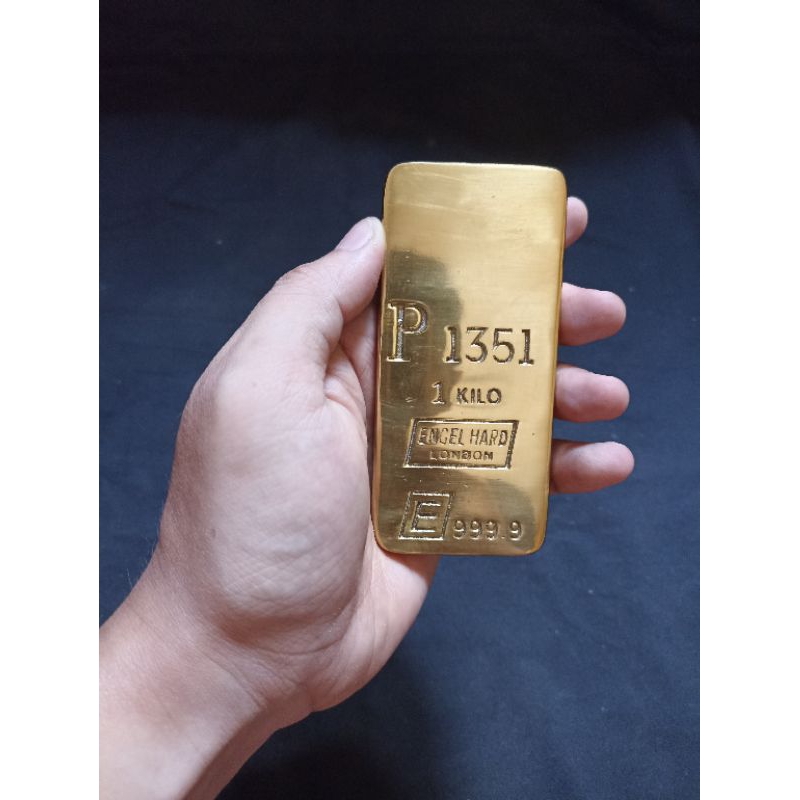 Miniatur Emas Batangan 100 gr Engel Hard London Kuningan Solid
