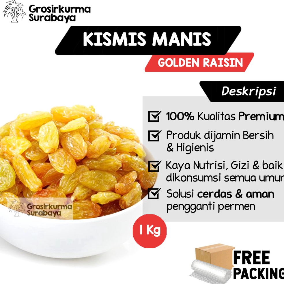 

[COD 0P71] Kismis Asam Manis 1Kg Golden Raisin Enak & Fresh Cocok Untuk Oleh-oleh Haji Umroh Camilan Sehat 69