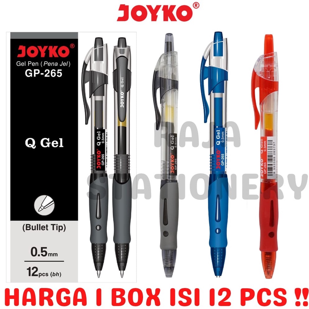 

[IZL89] JOYKO GEL PEN QGEL PENA PULPEN JOYKO CETEK HITAM BIRU MERAH Q-GEL GP-265 1 LUSIN [12PCS] 87