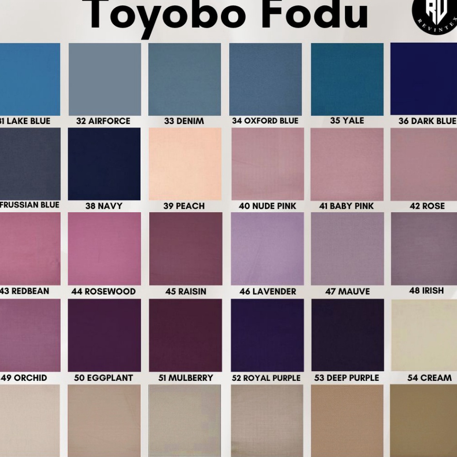 ➽Readystock❈➧ Kain Toyobo Fodu IMPORT PREMIUM Grade A (warna 31-60) REVINTEX BANDUNG - Katun Cotton 