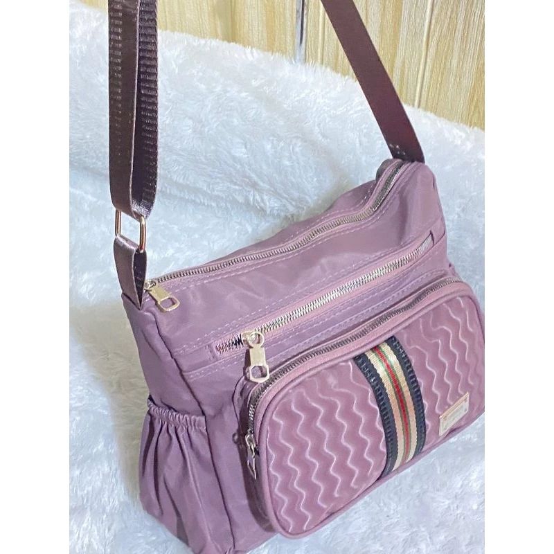 Tas Selempang Wanita Cibao Motif Salur/ Tas Bahu Wanita Terbaru