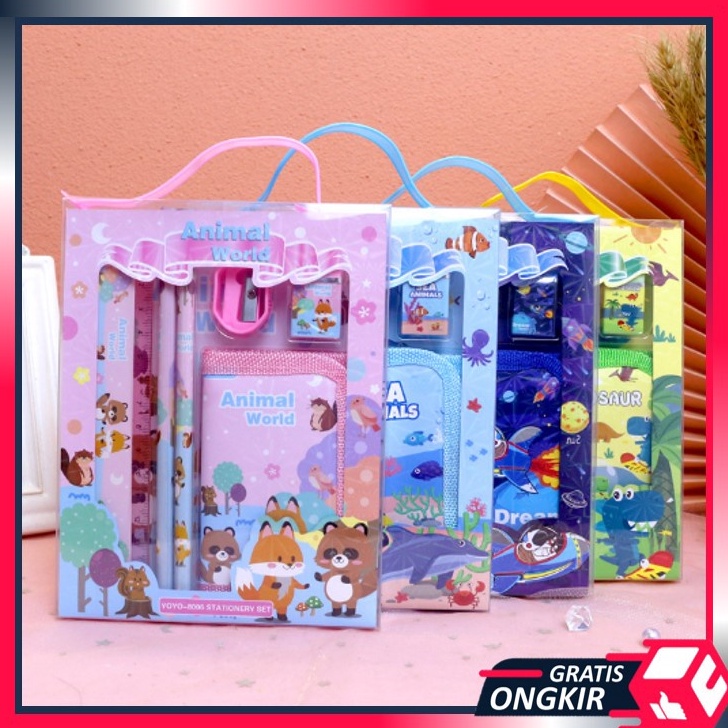 

[✡T59&] Ongkir - S5926 Stationery Set / Alat Tulis Set 6 in 1 Hadiah Souvenir / Paket Alat Tulis + Dompet Anak / Alat Tulis Set Karakter Out of Trend