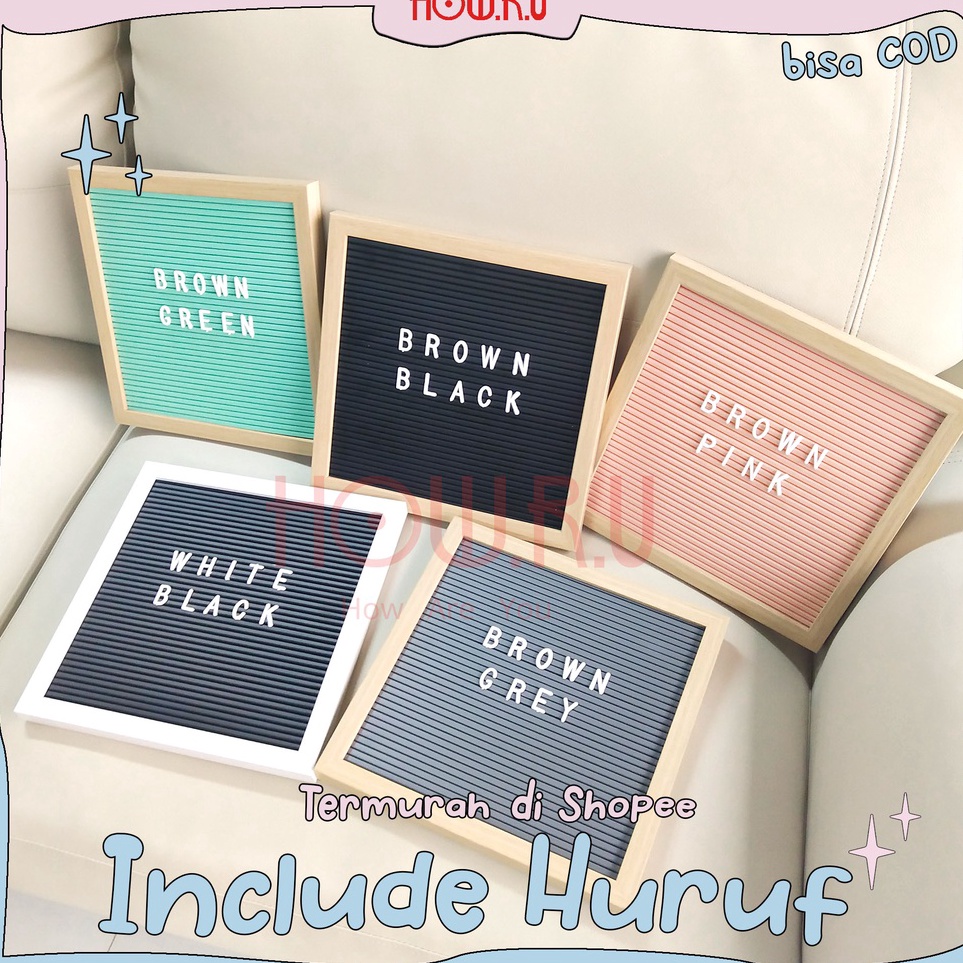 

➺Best Product❆➨ HOW.R.U | 25x25 cm Letter Board Persegi Sudah Include Huruf / Papan Nama Bayi / Papan Menu / Dekorasi Rumah P48