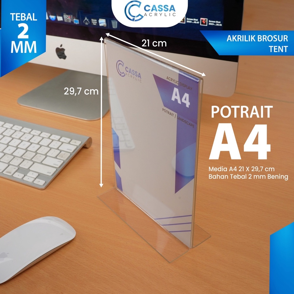 

[☽O24➤] 【CASSA】TEMPAT BROSUR A4 T POTRAIT 2 SISI / AKRILIK DISPLAY / TENT HOLDER / TENT CARD Restok Gan