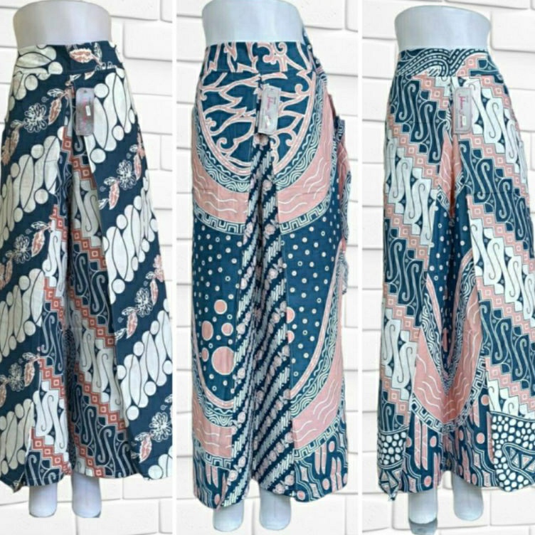 [KODE D0KHS] CELANA KULOT LAYER MOTIF BIRU CELANA BATIK TUMPUK KERJA KANTORAN BAWAHAN KEBAYA CELANA 