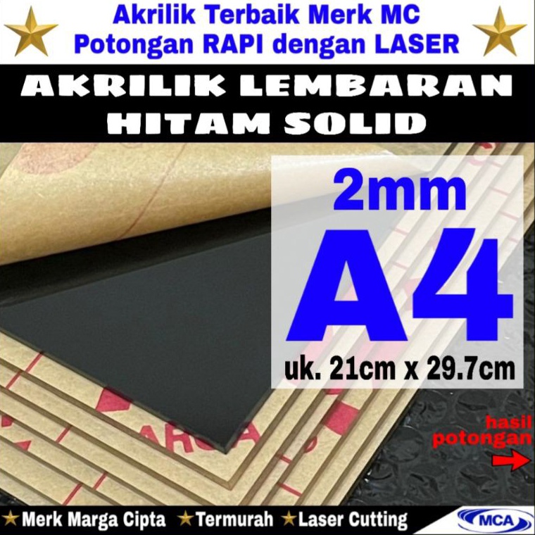 

[KODE PRODUK 8PZKU5033] AKRILIK lembaran HITAM SO 2mm uk. A4 / Marga cipta / Acrylic