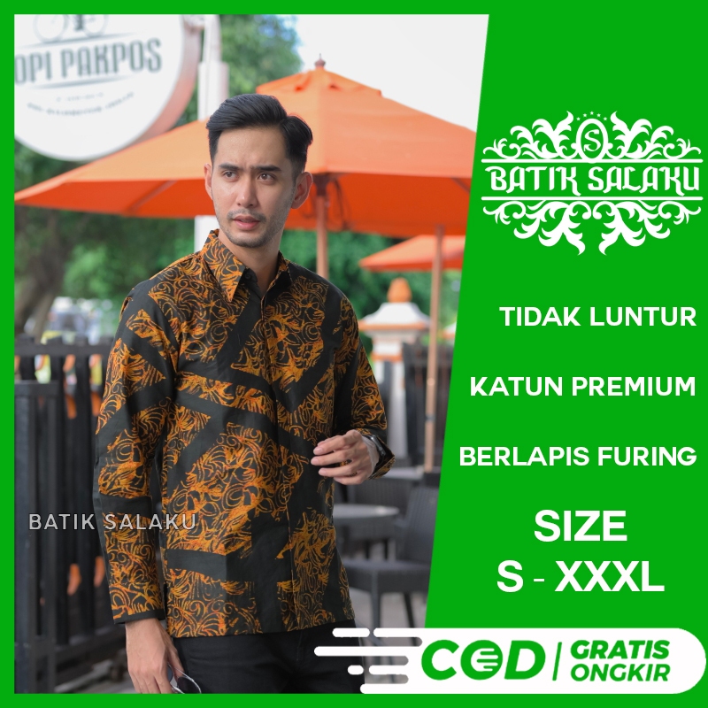 Kemeja Batik Pria Lengan Panjang 10 Baju BATIK SALAKU Premium Cocok Untuk Pesta Kantor Kondangan Lam