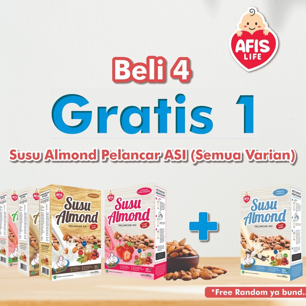 

Big S4le PAKET ISI 4 BOX AFIS ALMOND ASI BOOSTER, DAPAT 1 UK 200 GRAM (varian random sesuai stock toko) Harga Spesial