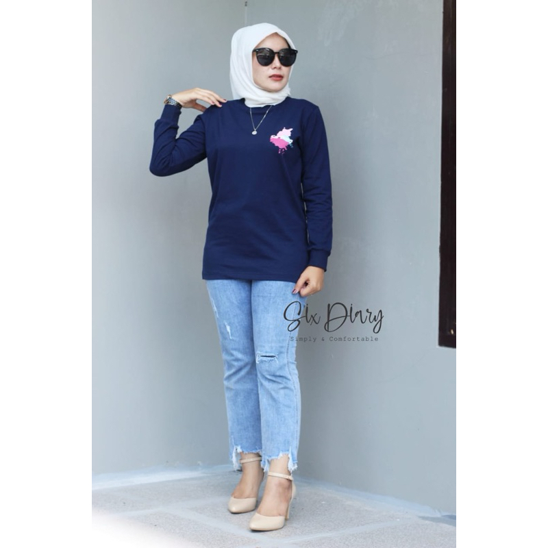 Six Diary kaos wanita terbaru Fashion wanita atasan wanita kekinian lengan panjang six diary