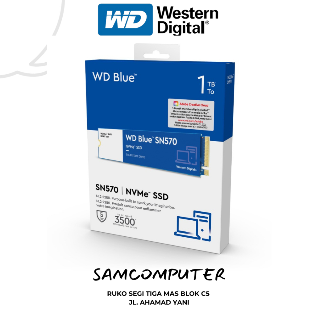WD BLUE SSD SN570 1TB - M2 NVME 2280 - Up To 3500 MB/s