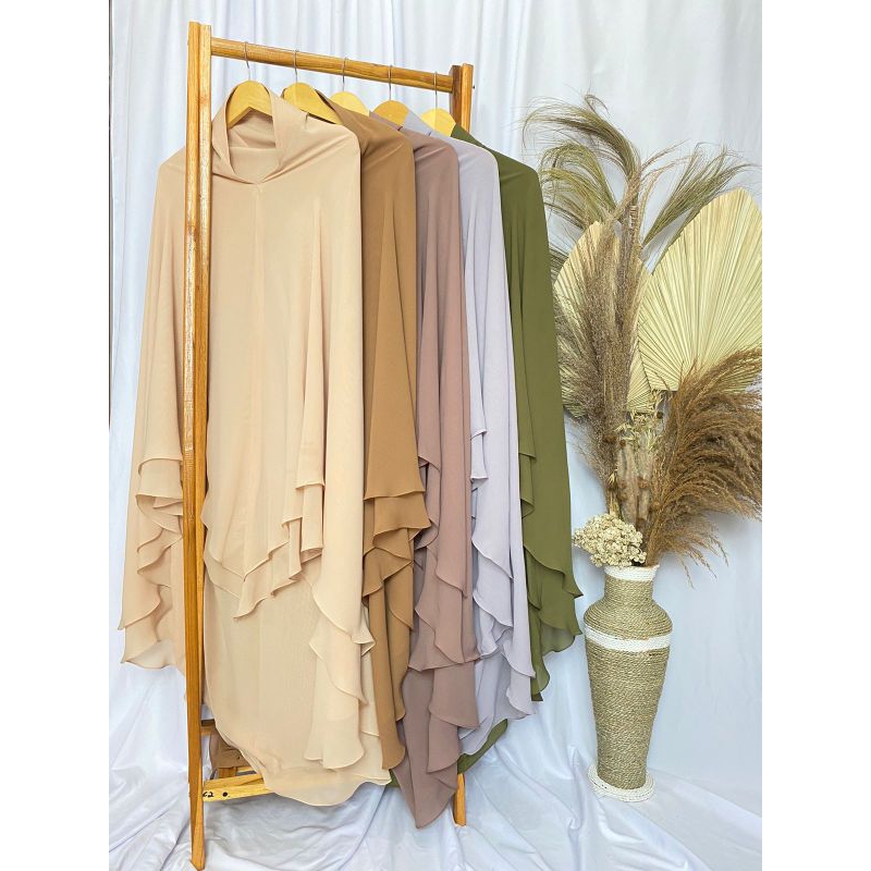Hijab Muslimah - Jilbab Bergo Instan V Shape ( Runcing )- Chiffone Arab- XL