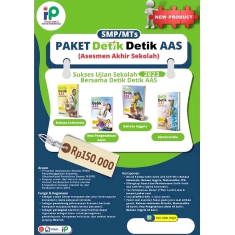 Buku Detik detik AAS SMP intan pariwara tahun 2023/2024