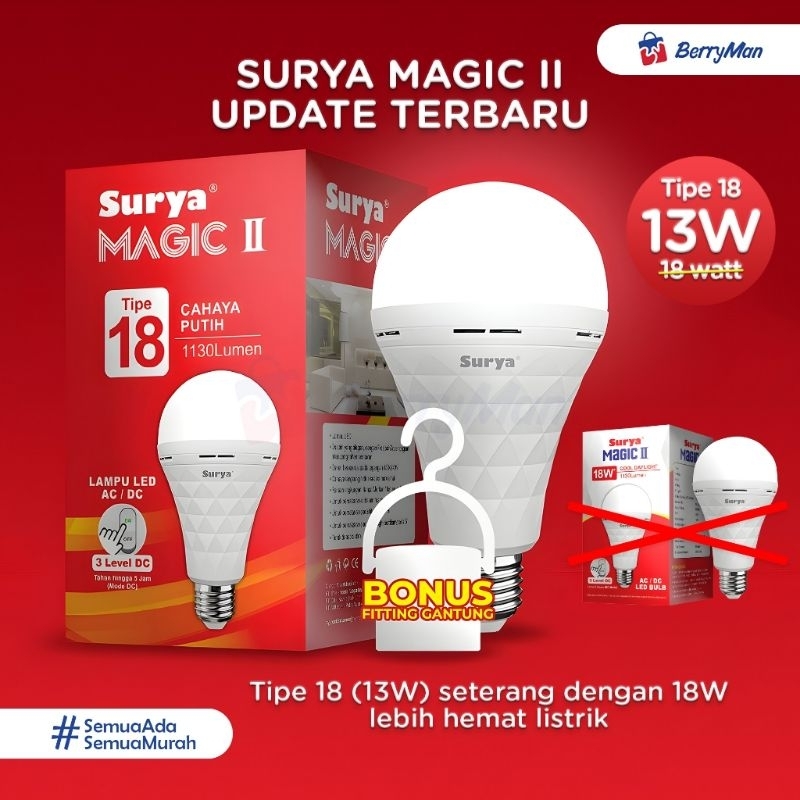 LAMPU BOHLAM LED EMERGENCY SURYA MAGIC