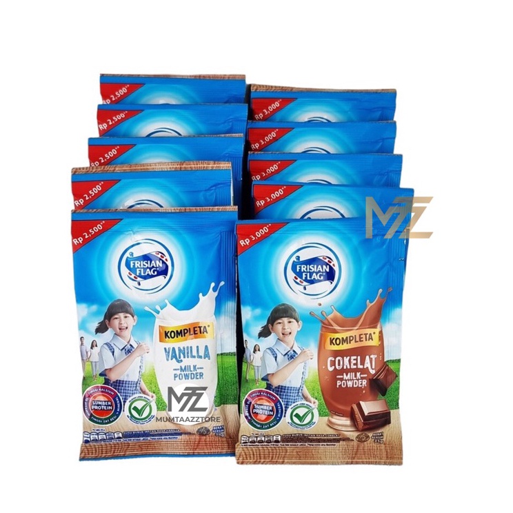 

[KODE BHCJ9] ☘️MUMTAAZZTORE☘️ Frisian Flag Kompleta Susu Bubuk Vanilla Cokelat 10 Sachet