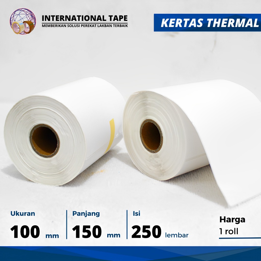 

KERTAS STICKER LABEL THERMAL 100 X 150MM ISI 250 , 500 PCS "PER ROLL