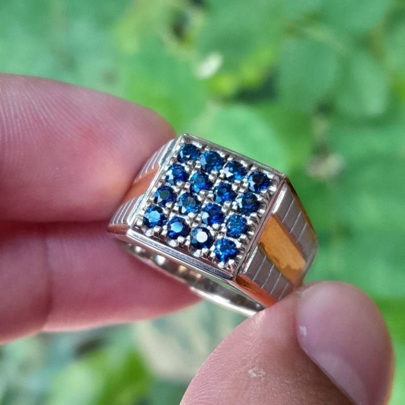 cincin perak full blue safir