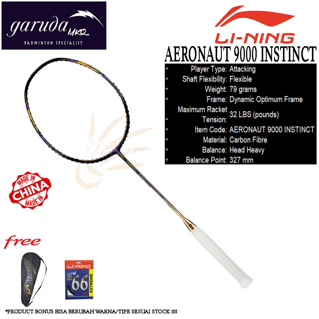 Raket Bulutangkis Lining Aeronaut 9000i/  Li-ning 9000 Instinct / Aeronaut 9000 i