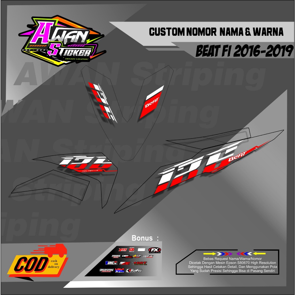 Stiker Transparan Motor Beat 2016-2019 Desain Terbaru Variasi List Motor Beat 2016-2019