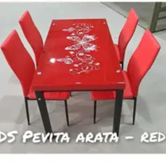 IMPORTA Meja Makan / Meja Makan Kaca 4 Kursi / Okelo Furniture DS Pevita Arata