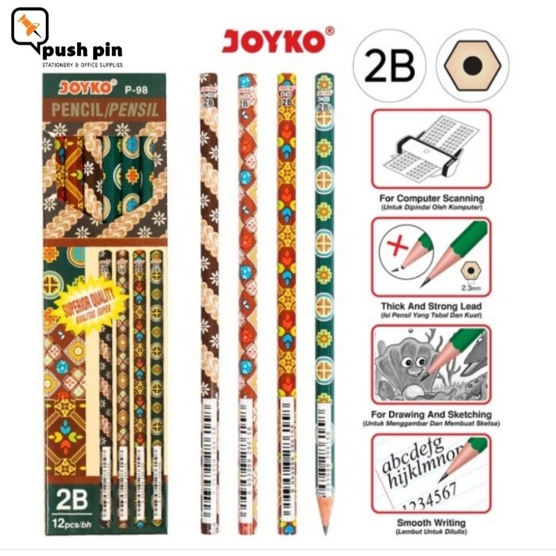 

Joyko Pencil Pensil P-98 2B Batik 1 BOX 12 PCS