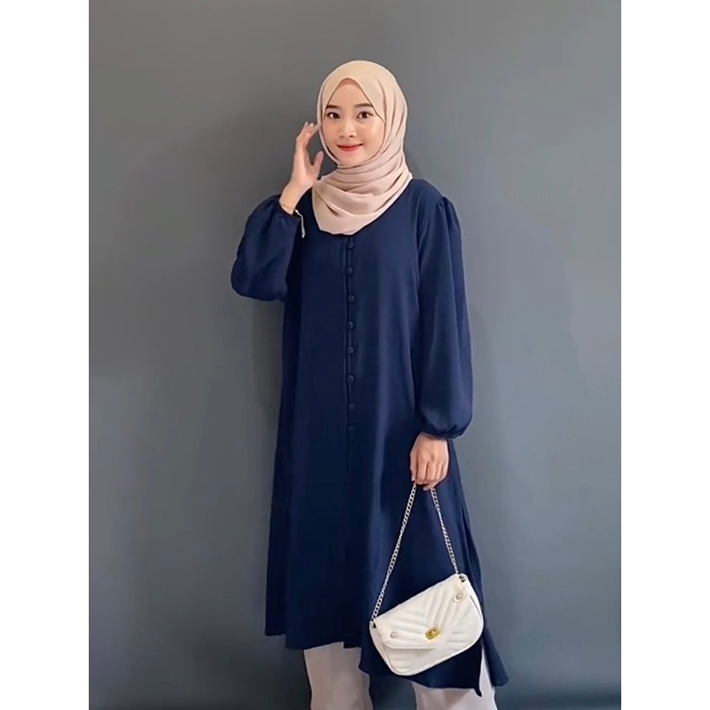 Hot Ameena Tunik By Safalunaku Midi Dress Muslim Tuni Dress Muslim Simple Tunik Wanita Muslim Midi