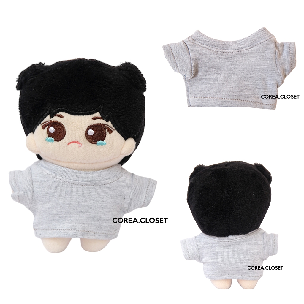 READY STOCK 10cm  denimalz    Bang Jje Ke Pil Don Kpop doll clothes - grey tshirt (kaos abu)