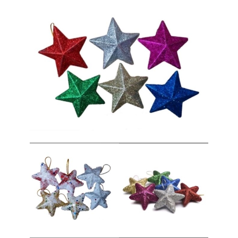 BINTANG GLITTER NATAL/BINTANG HIASAN NATAL/BINTANG DECORATION NATAL/BINTANG GANTUNG NATAL/HIASAN NAT