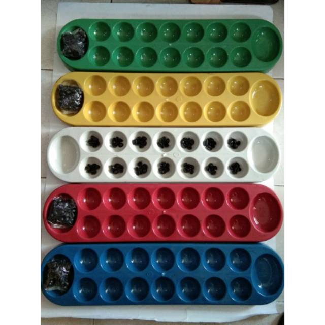 Mainan Congklak kecil + biji plastik hitam