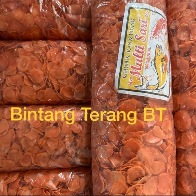 

Kerupuk Bawang Mentah / Ikan Udang Warna Merah Oren 1 Bal Ball 5 kg Multi Sari / Matahari Pagi / Srikandi