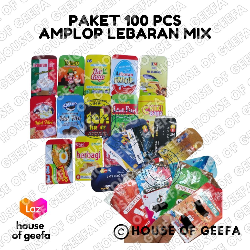 

Paket 100 PCS Amplop MIX Marketplace Snack ATM 2024 - Amplop Lebaran Idul Fitri - Amplop Lucu Viral Karakter