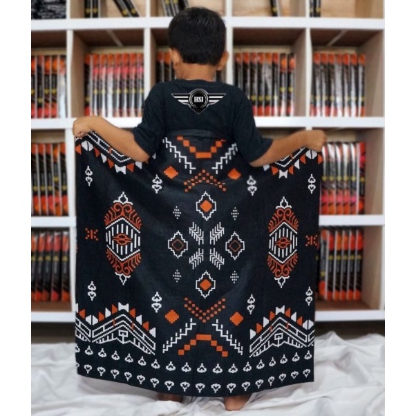 ✻Kirim Langsung❃➴ Sarung Anak Kecil TK PAUD 3 - 8 Tahun Hitam Batik Motif Etnik Songket Katun Prima 