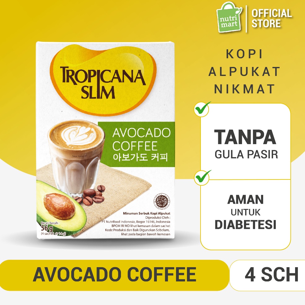 

[♧X88>] Tropicana Slim Avocado Coffee 4 Sachet - Kopi Susu Nikmat Tanpa Gula Pasir Banyak Dicari